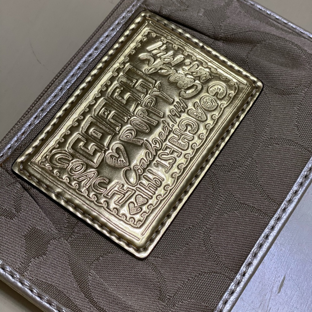 Coach poppy collection metallic wallet wristlet